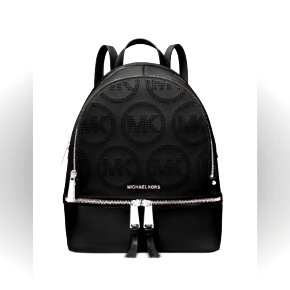 Michael Kors MK Designer Signature Rhea Zip Small Leather Backpack